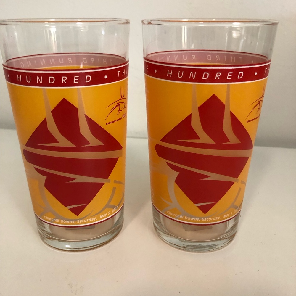 Kentucky Derby Yellow and Red Glass Set